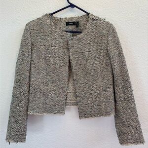 Theory Tweed Blazer Ualana Compromised Tweed Open Front Coat Size 4 Multicolor
